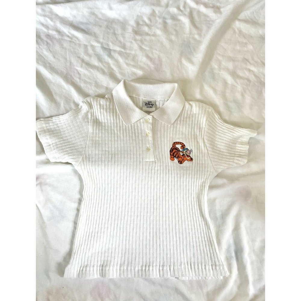 NEW The Disney Store White Polo Winnie The Pooh Tigger Short Sleeve T-shirt  Sm.